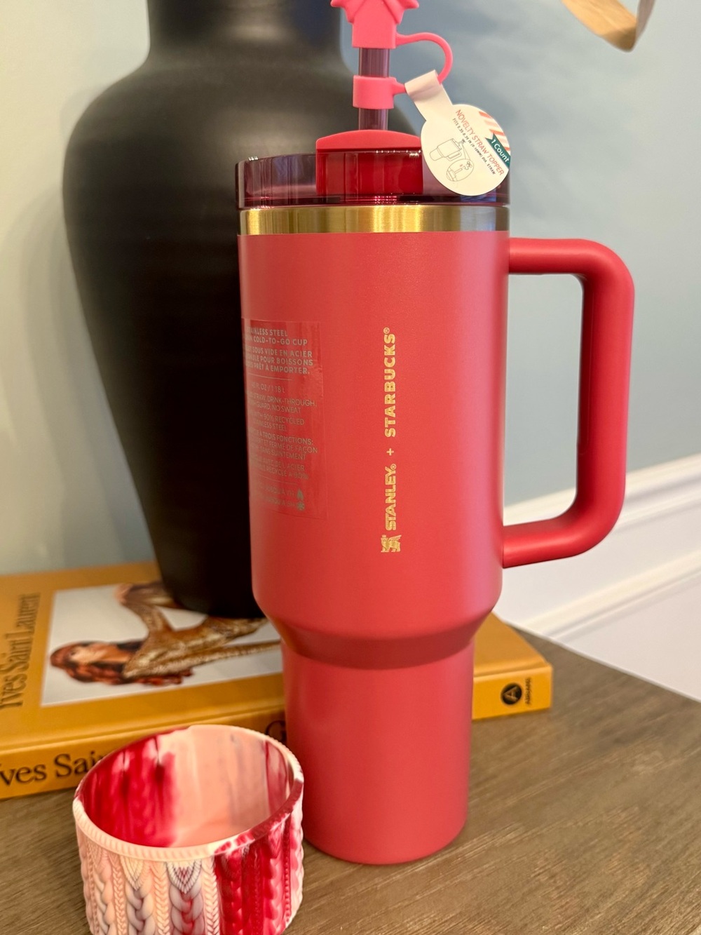 Starbucks Stanley winter berry 40oz tumbler Gold Logo and Handle